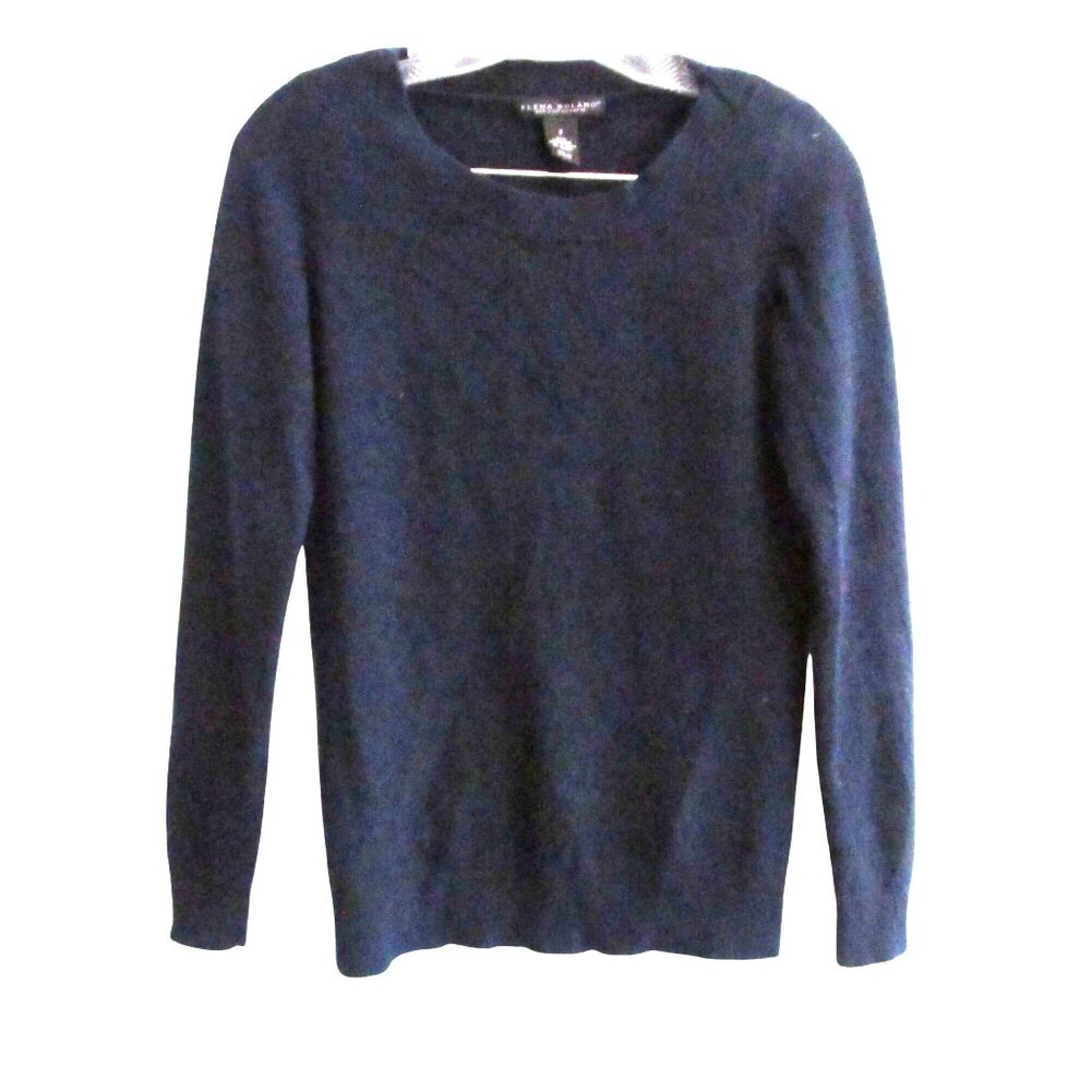 ELENA SOLANO Womens S Navy Blue Cashmere  Sweater Pullover Crew Neck